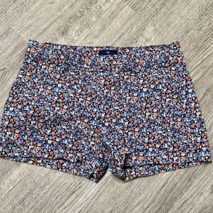 Gap Floral Chino Shorts Womens Size 6 Navy Blue Orange Ditsy Print Summer Casual